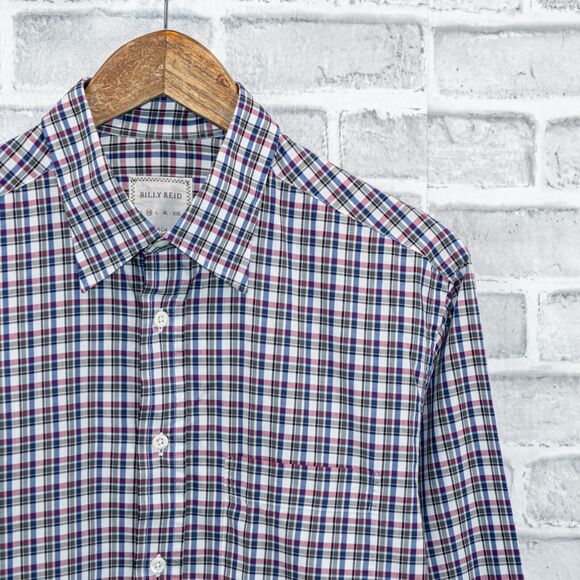 BILLY REID Men's Full Cut Button Down Shirt Multi color check plaid size Medium - Picture 3 of 5